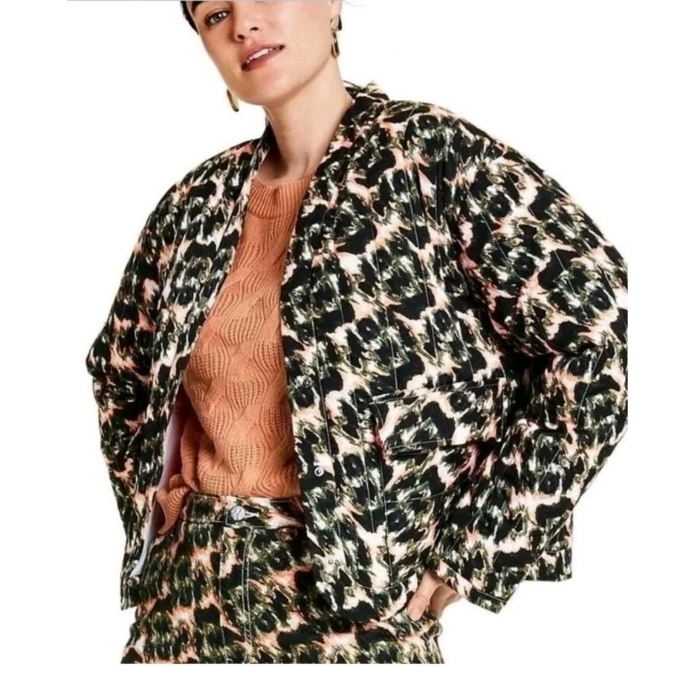 Rachel Comey x Target Olive Black Crayon‎ Leopard Snap Jacket NWT $55 Medium